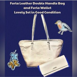 Leather Furla Wallet & Tote with Double Adjustable Handles Bag Good Condition